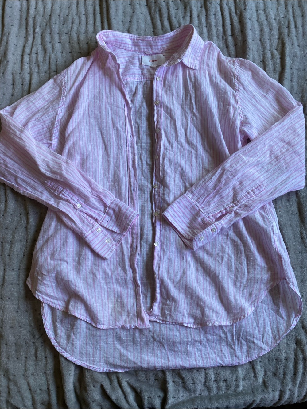 Xirena Beau Button Down Pink Striped Top